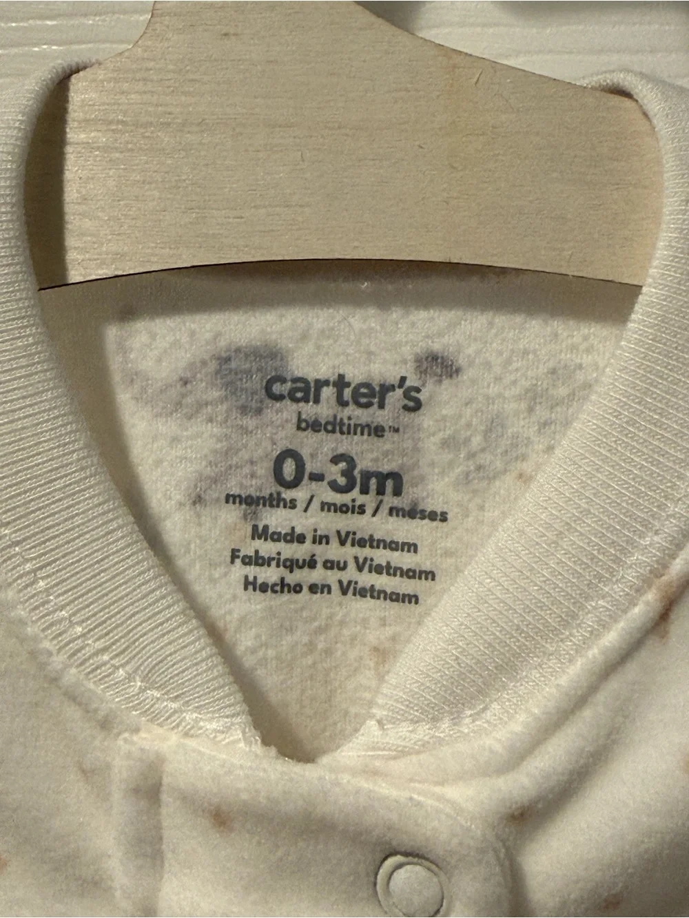 Carter's Cream Fleece Sleep Sack with Elephants 0-3M